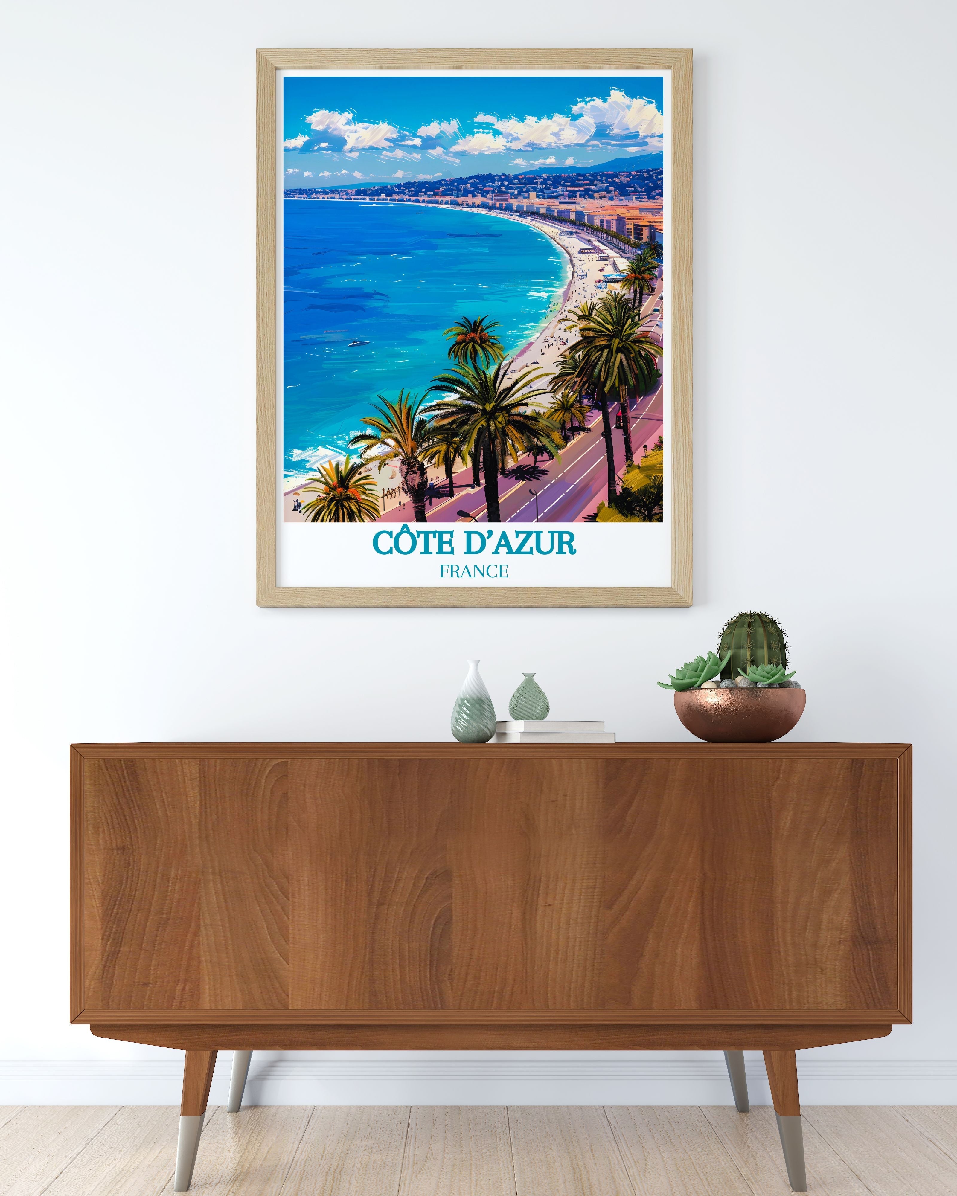 Cote D Azur Vintage Posters Promenade Des Anglais Custom Prints France Modern Wall Decor