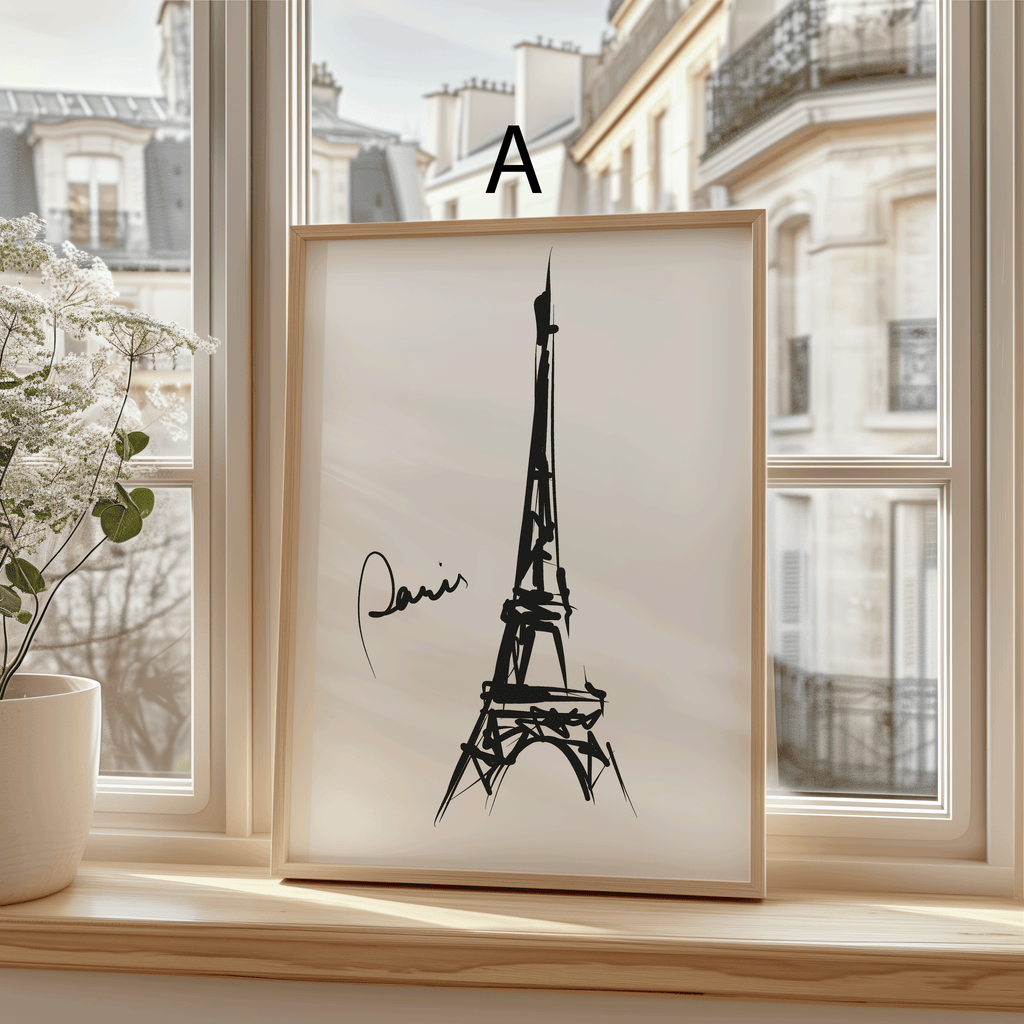 Paris Poster · Geschenkidee · Eiffelturm · französische Typografie & mediterrane Stillleben · Dekoprint ohne Rahmen