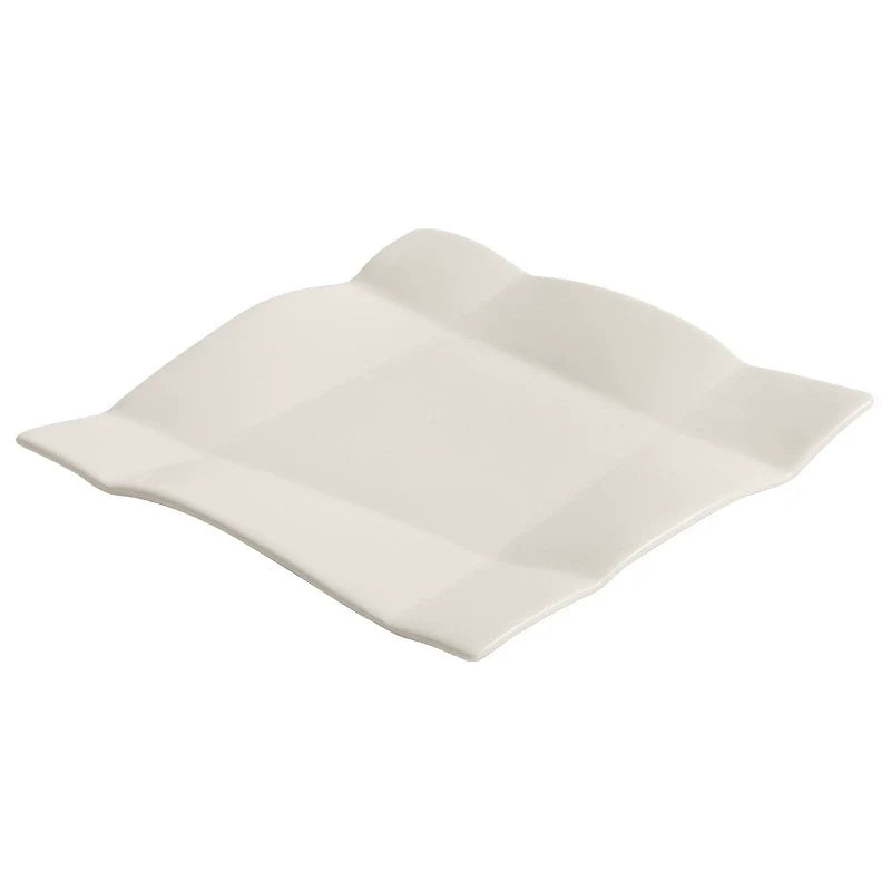 Origami-Inspired Square Ceramic Plate — Sculptural Fine Dining Tableware