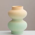 Handmade Dopamine Gradient Ceramic Vase – Geometric Matte Modern Flower Vase