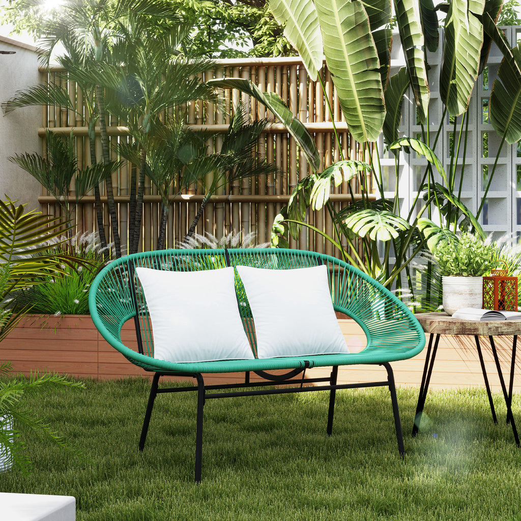 Banquette de jardin 2 places avec 2 coussins - vert foncé