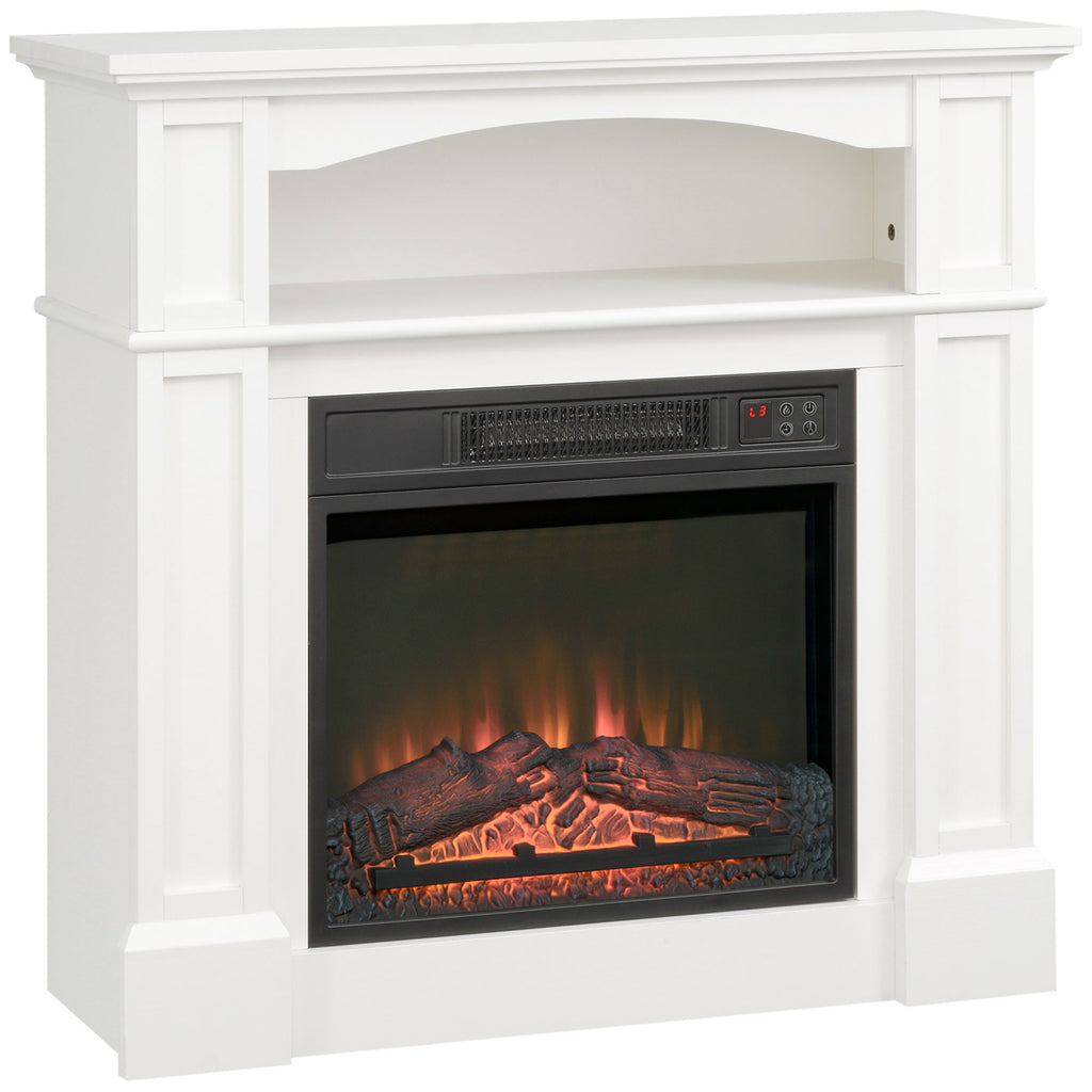 Cheminée électrique effet flammes LED luminosité réglable avec télécommande - 1800 W - 80,5 x 32,3 x 80,5 cm blanc