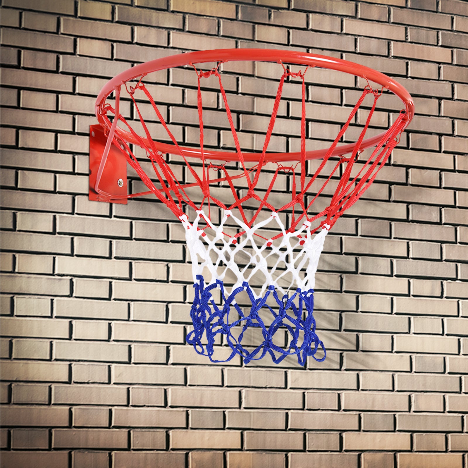 Panier de basket, anneau de basketball avec filet, suspendu mural intérieur et extérieur,  Ø 46 x 46 cm, rouge