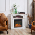 Cheminée électrique effet flammes LED luminosité réglable avec télécommande - 1800 W - 80,5 x 32,3 x 80,5 cm blanc