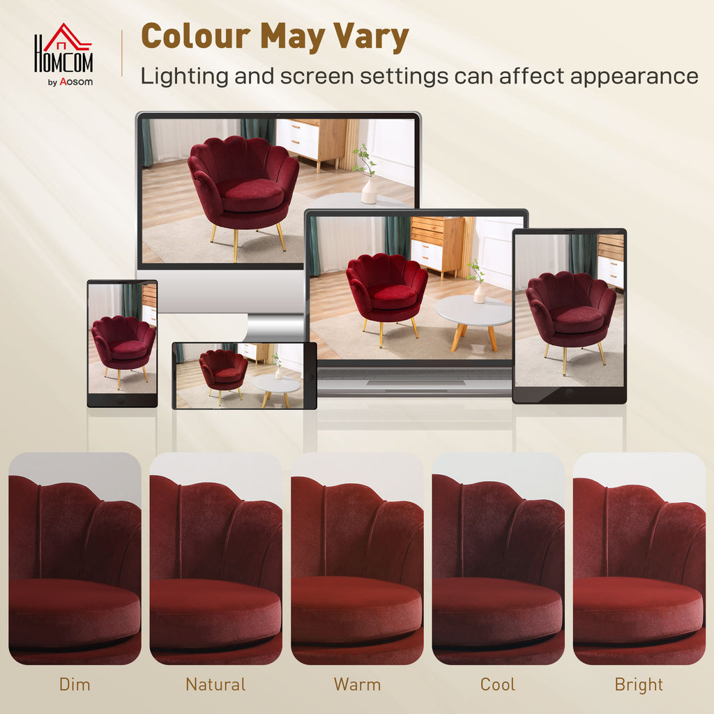 Fauteuil coquillage en velours rouge