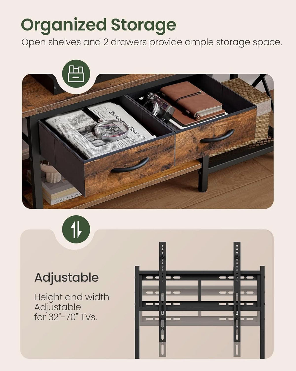 Meuble TV avec support intégré