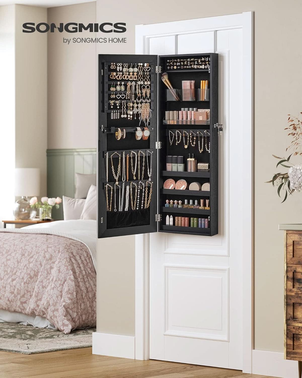 Armoire à Bijoux avec Miroir Murale Verrouillable