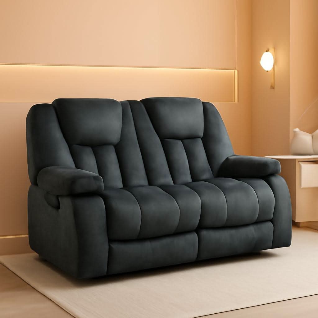 Grey Extra Wide Loveseat Recliner Sofa For Two Cup Holders-0