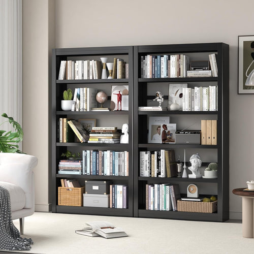 Adjustable Five Tier Black Metal Library Bookshelf
