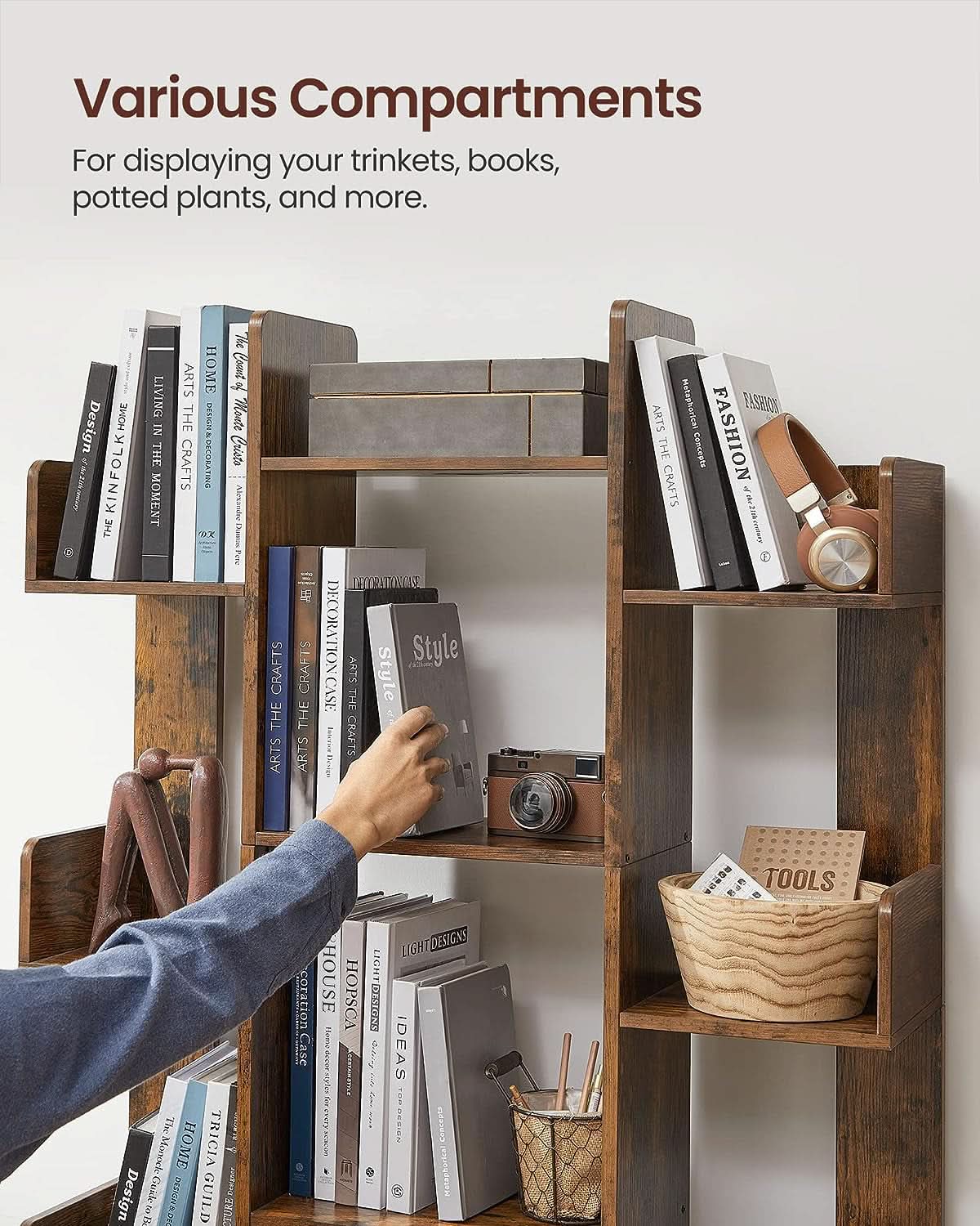 Bibliothèque en Forme d’Arbre Brun Rustique - 13 Étagères