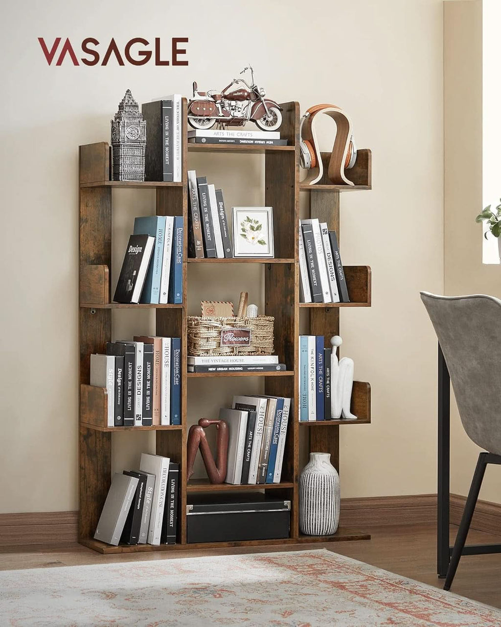 Bibliothèque en Forme d’Arbre Brun Rustique - 13 Étagères