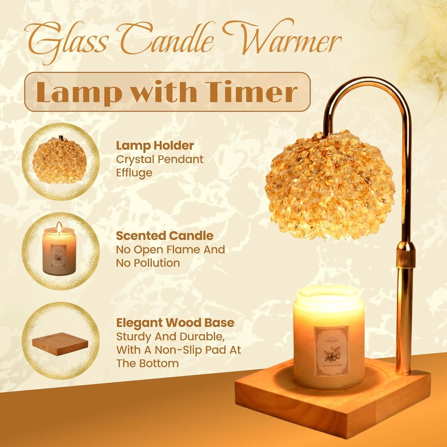 Lampe chauffe-bougie & diffusion de parfum sans flamme