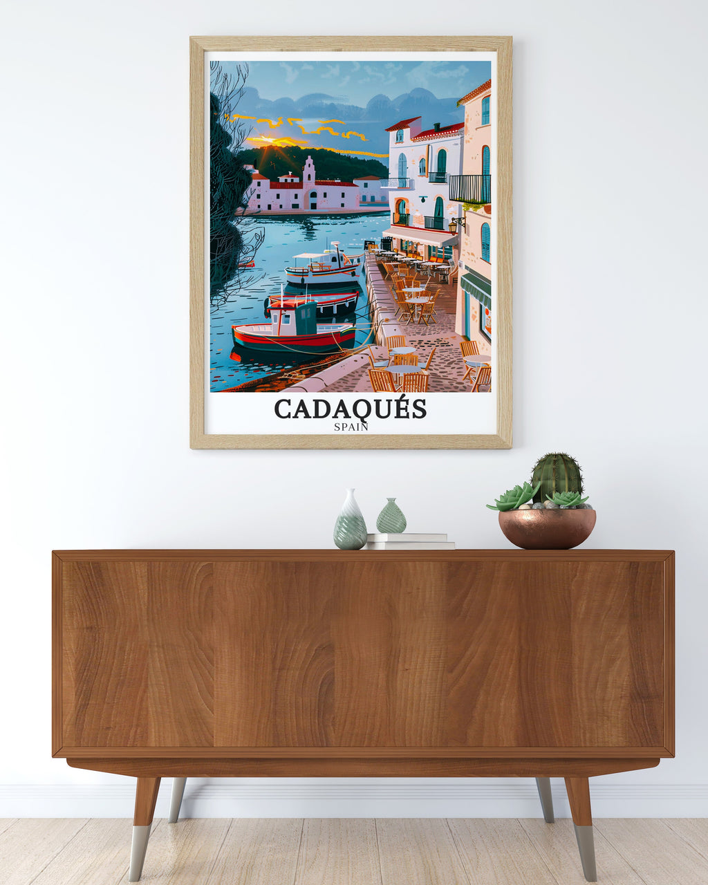 Cadaqués Print - Girona Wall Art - Mediterranean Framed Art - Mediterranean Vintage Poster