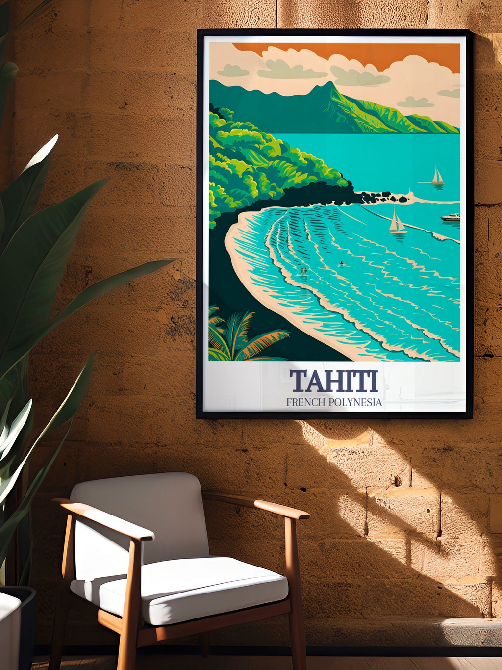 Tahiti Poster Print - Mahina Travel Art - Tahiti North Coast Poster - Tahiti Art Print - Tahiti Travel Print - French Polynesia Wall Decor