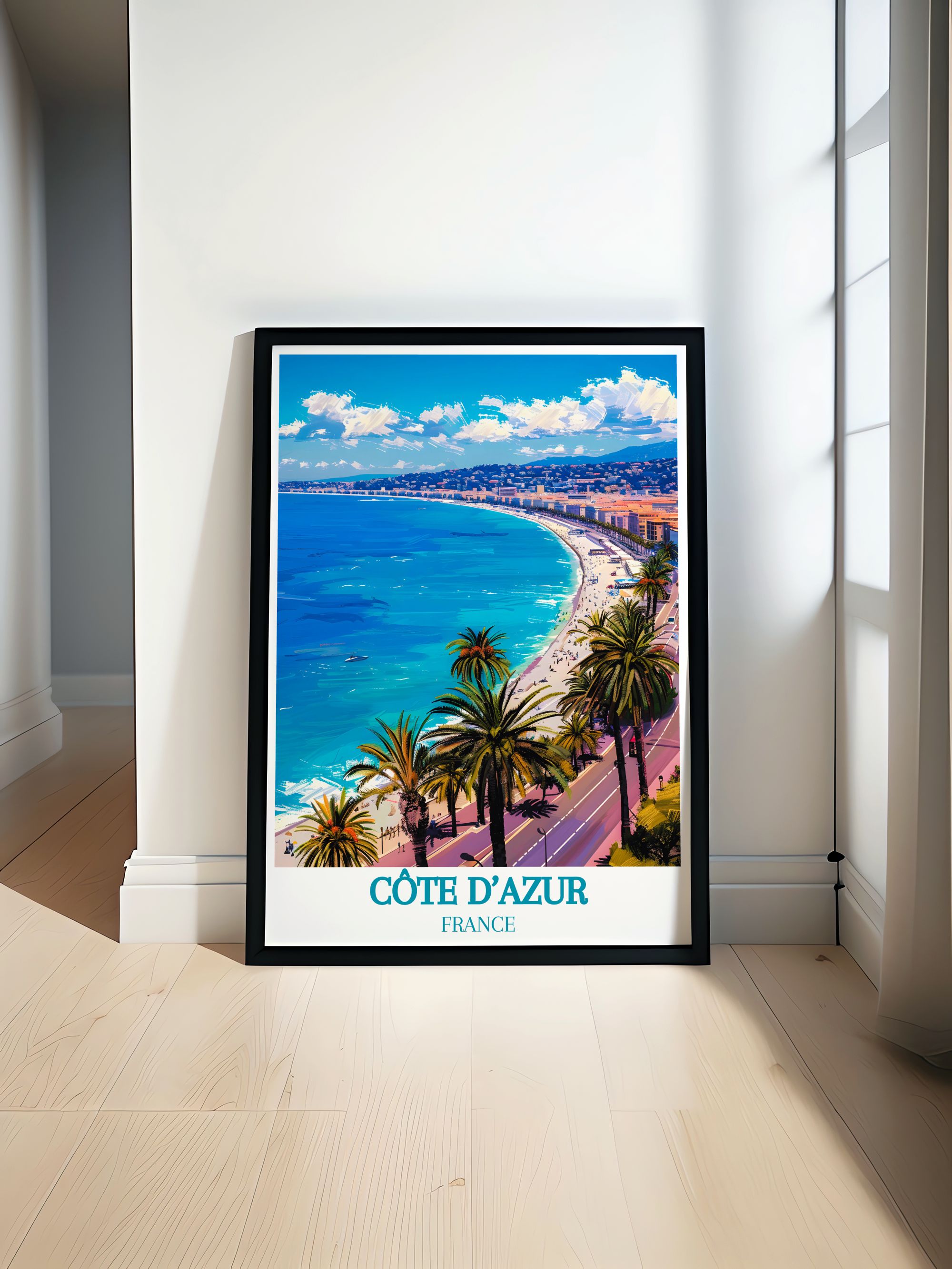 Cote D Azur Vintage Posters Promenade Des Anglais Custom Prints France Modern Wall Decor