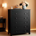 Commode Haute Farmhouse 5 Tiroirs - Noyer Noir
