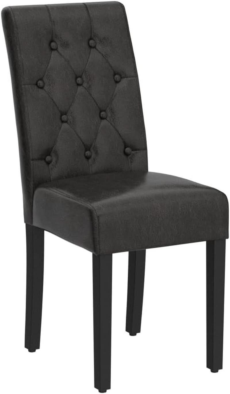 Lot de 2 Chaises de Salle à Manger en Cuir Synthétique Marron