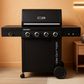 Black 4Burner Gas Grill Cabinet With Extra Storage Space-0