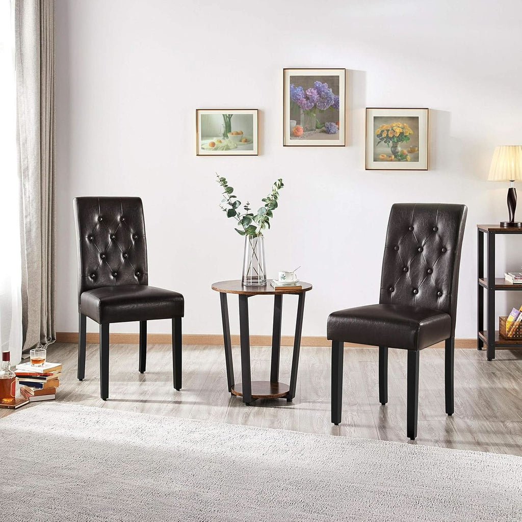 Lot de 2 Chaises de Salle à Manger en Cuir Synthétique Marron