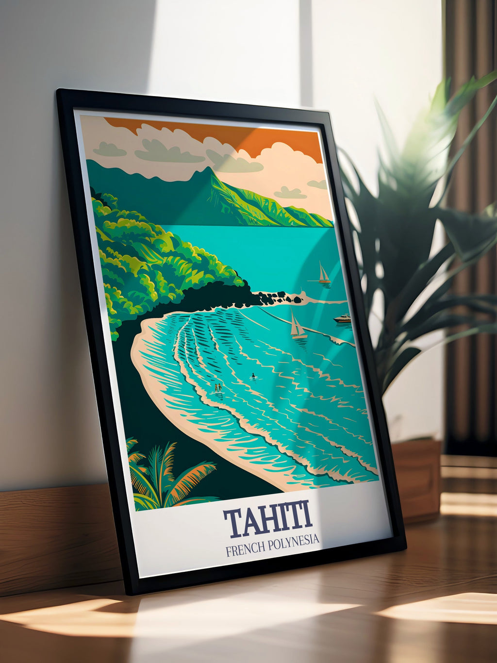 Tahiti Poster Print - Mahina Travel Art - Tahiti North Coast Poster - Tahiti Art Print - Tahiti Travel Print - French Polynesia Wall Decor