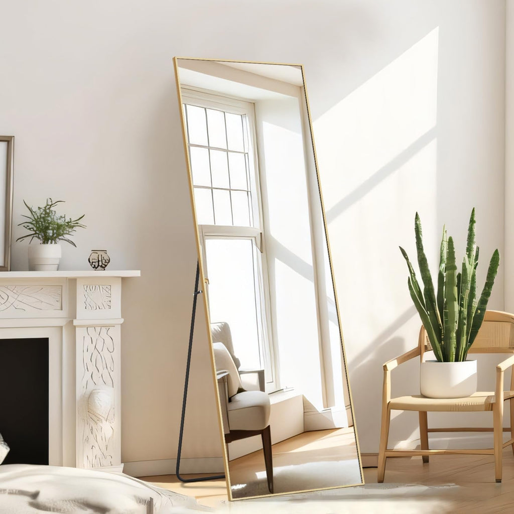 Miroir sur pied grande taille avec cadre noir