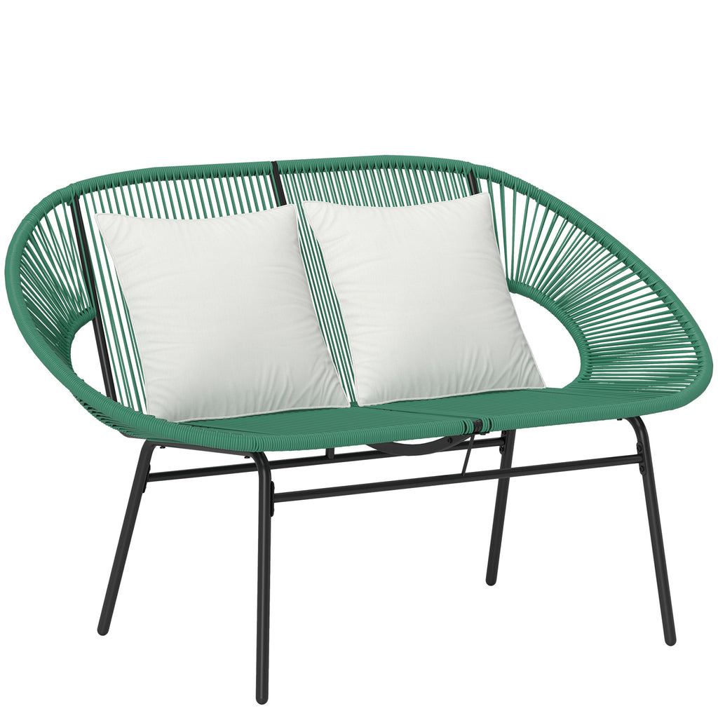 Banquette de jardin 2 places avec 2 coussins - vert foncé