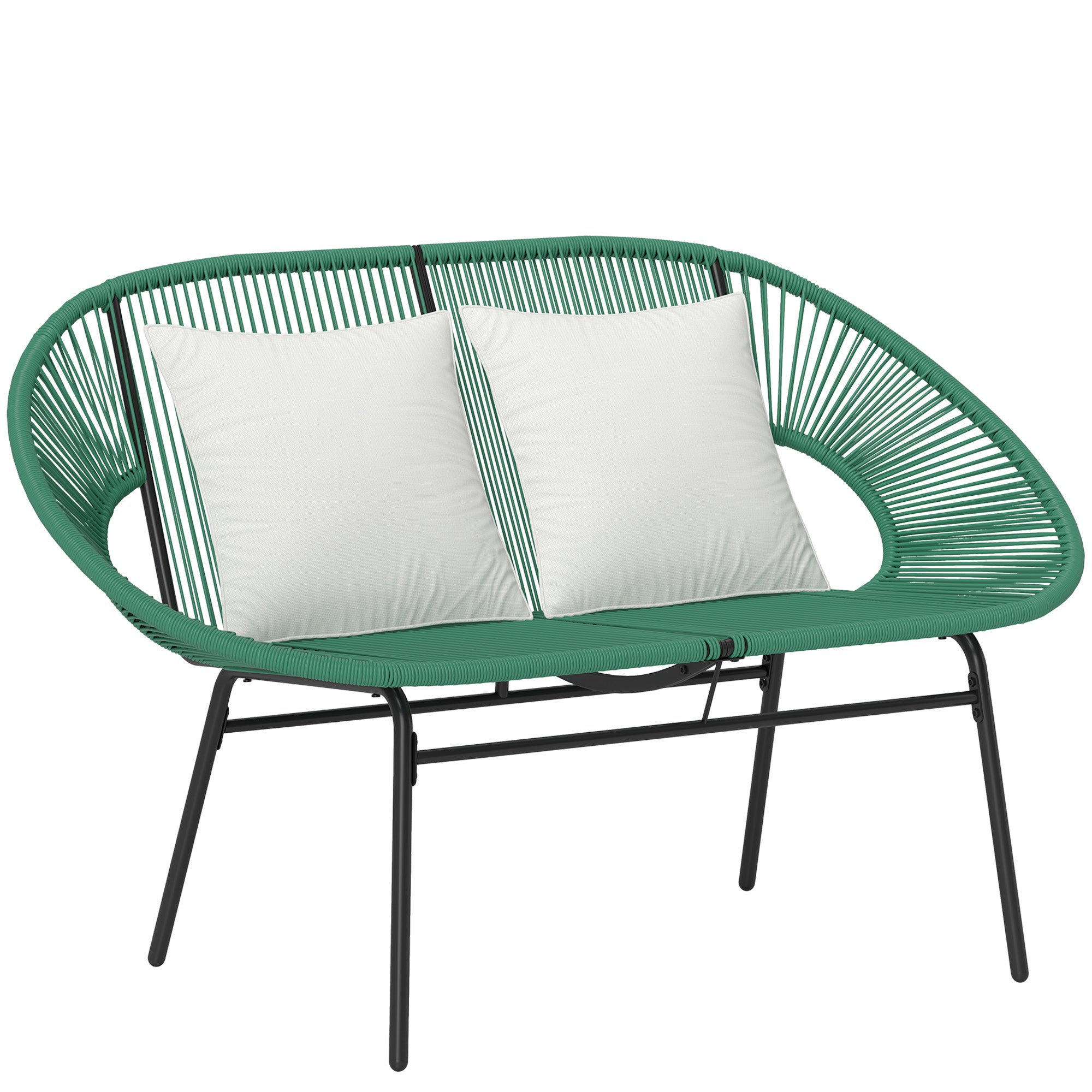 Banquette de jardin 2 places avec 2 coussins - vert foncé