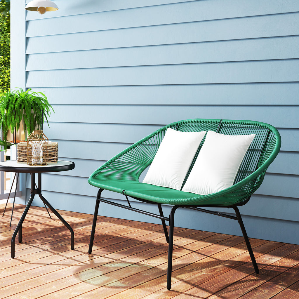 Banquette de jardin 2 places avec 2 coussins - vert foncé