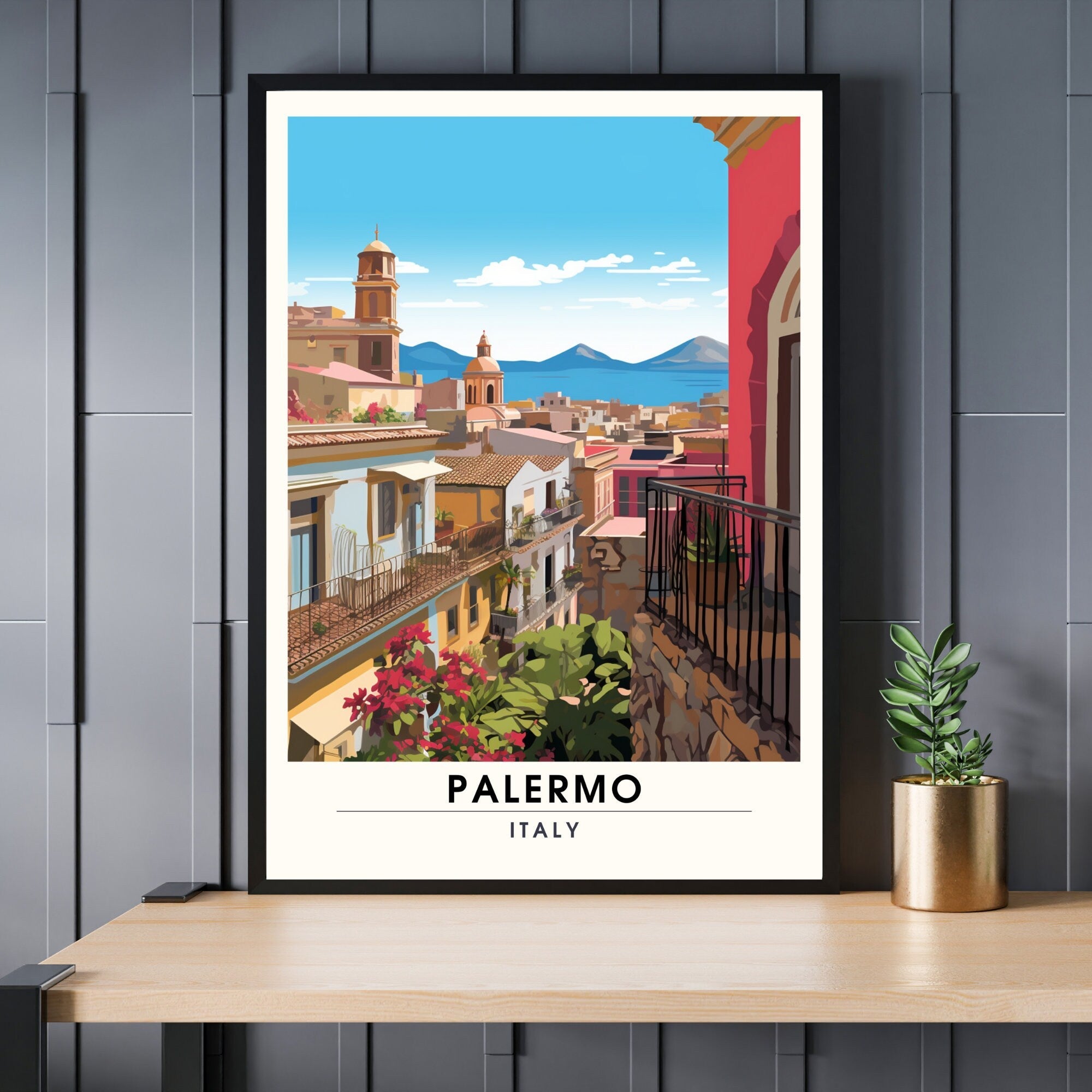 Impression Palerme , Italie  | impression de voyage Palerme | Affiche de voyage Italie