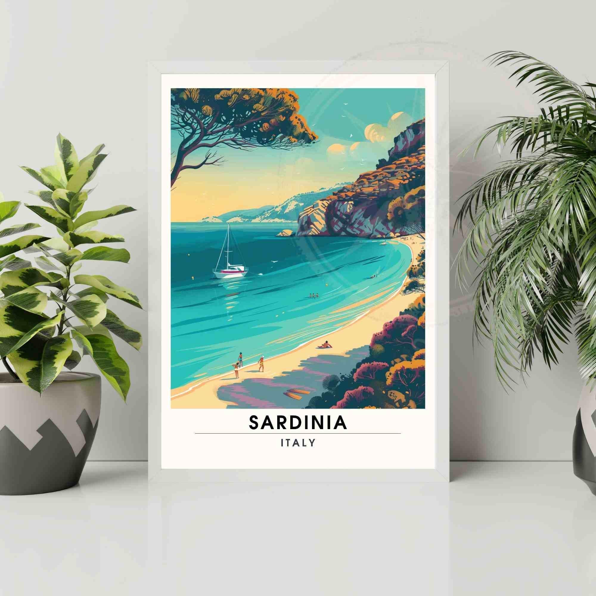 Affiche Sardaigne | Impression Sardaigne, Italie | Affiche de voyage Italie - Plage