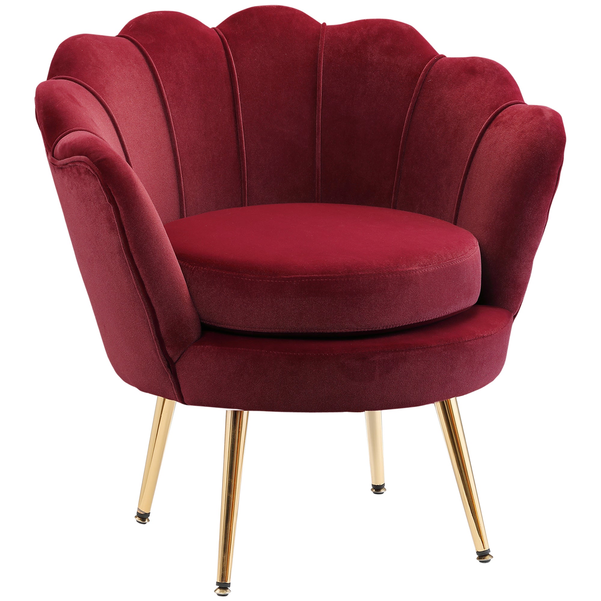 Fauteuil coquillage en velours rouge