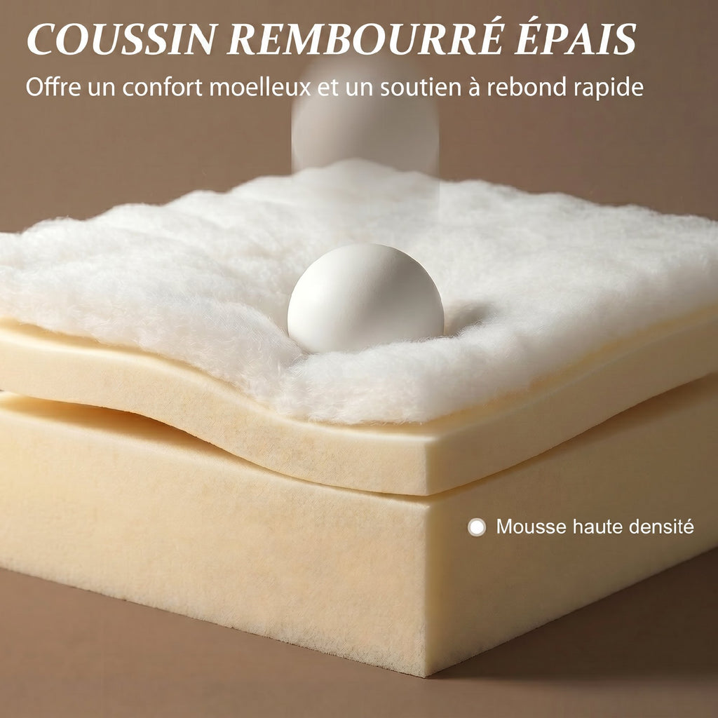 Canapé Convertible 2 Places, Canapé-Lit en Chenille 190cm, Dossier Rabattable, Assise et Accoudoirs Larges, Beige-3