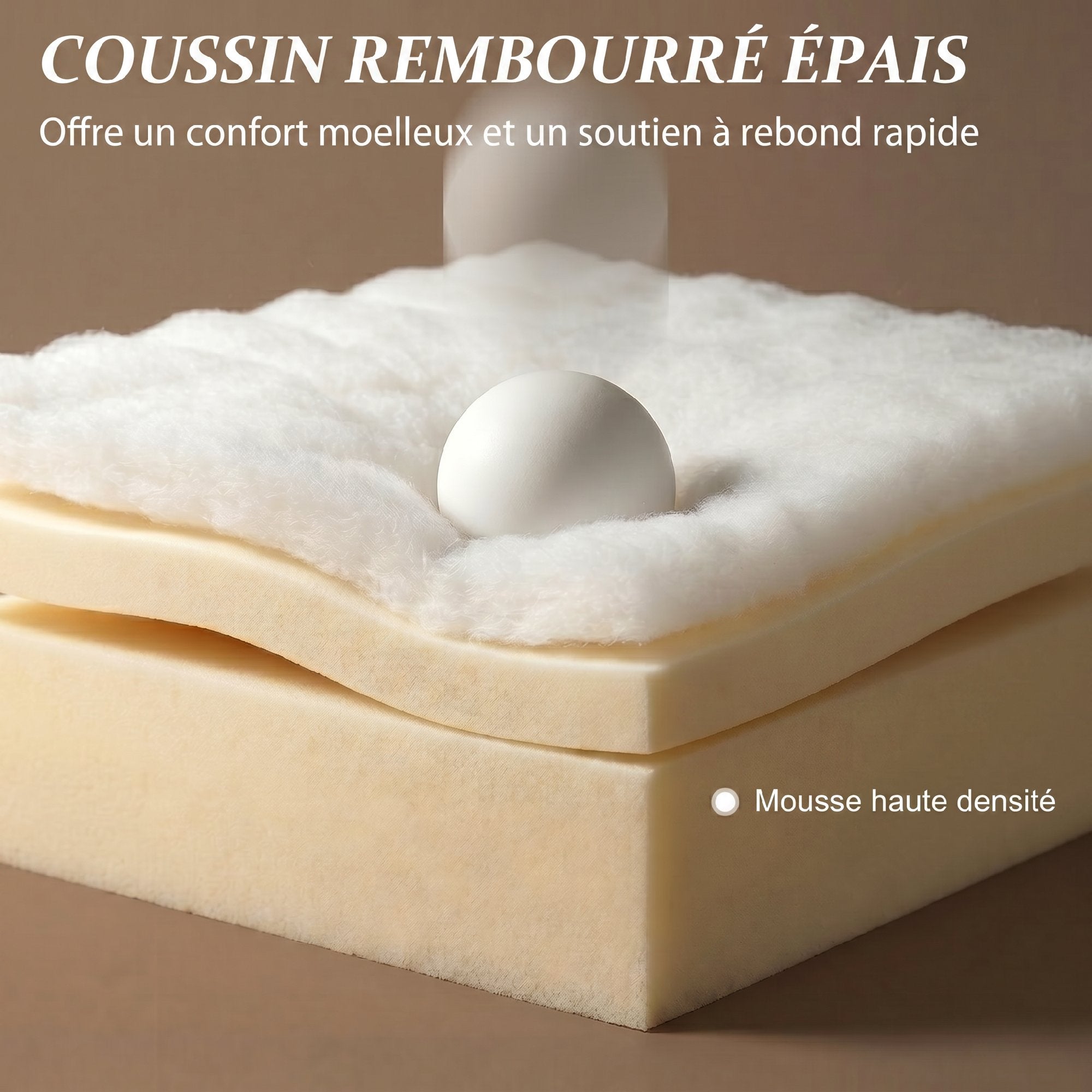 Canapé Convertible 2 Places, Canapé-Lit en Chenille 190cm, Dossier Rabattable, Assise et Accoudoirs Larges, Beige-3
