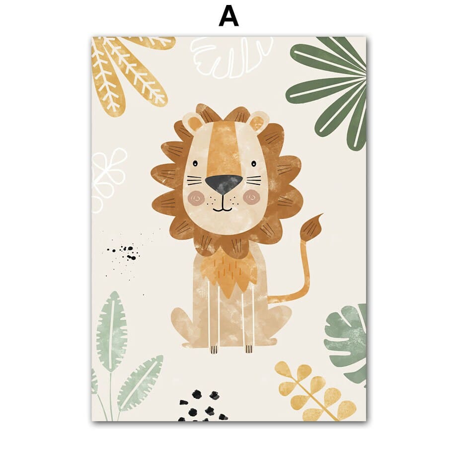 Affiche Chambre Enfant Animaux Jungle · Prénom Personnalisé · Décoration Murale · Impression sans Cadre