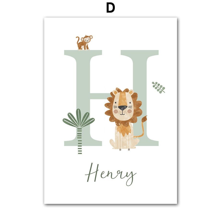 Affiche Chambre Enfant Animaux Jungle · Prénom Personnalisé · Décoration Murale · Impression sans Cadre