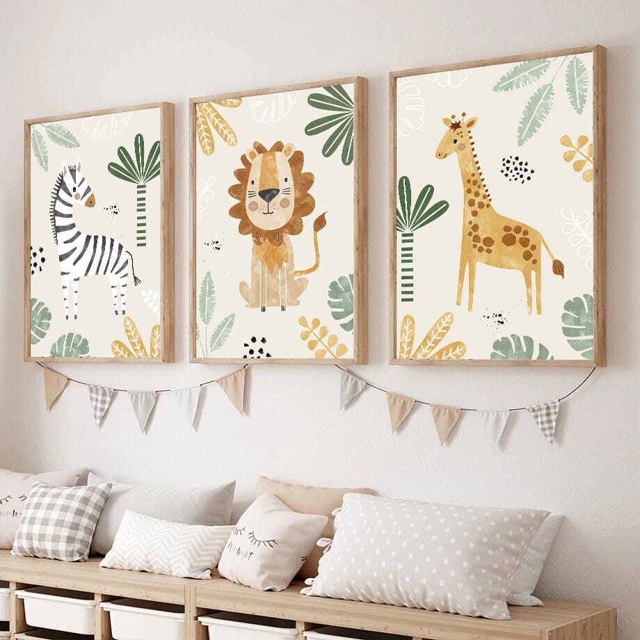 Affiche Chambre Enfant Animaux Jungle · Prénom Personnalisé · Décoration Murale · Impression sans Cadre