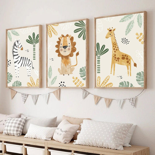 Affiche Chambre Enfant Animaux Jungle · Prénom Personnalisé · Décoration Murale · Impression sans Cadre